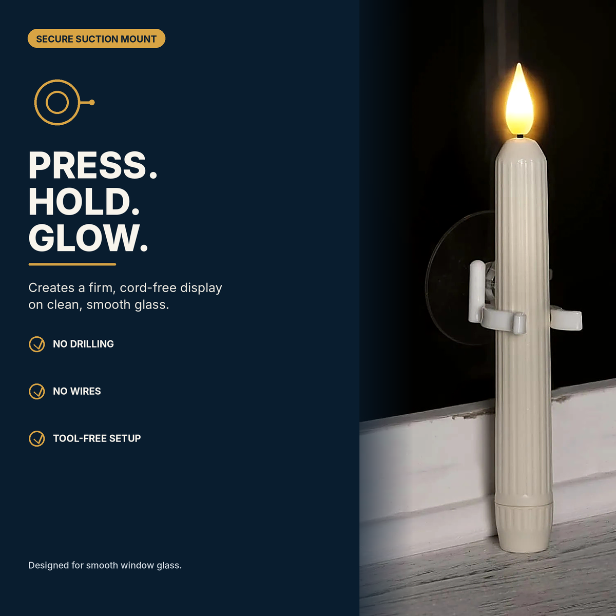 6Pcs Window Flameless Led Taper Candles with Sensor Dusk to Dawn