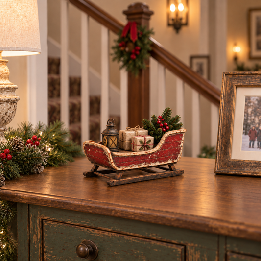 🛷🎄Nostalgic Winter Carriage Accent — A Whimsical Seasonal Display