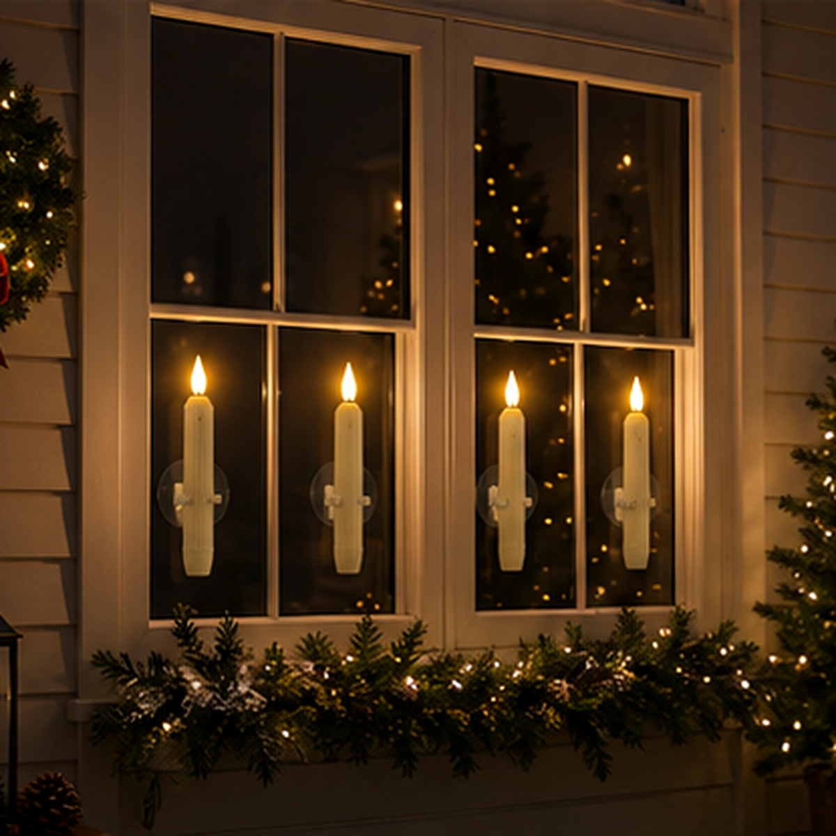 6Pcs Window Flameless Led Taper Candles with Sensor Dusk to Dawn