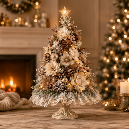 🌸Blush Blossom Illuminated Christmas Tree