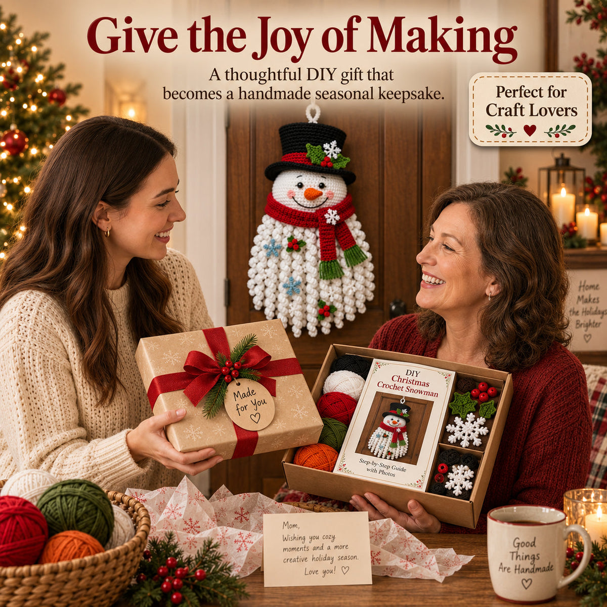 🧘Relaxing & Beginner-Friendly- 🧶DIY Christmas Crochet Door Décor Kit(🎄Create Stunning Christmas Artwork)