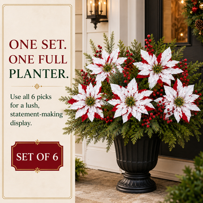 🌺Christmas Poinsettia Planter Inserts-☀️Won’t Fade In Sunlight💧Zero Watering Ever Needed🌸Looks Real Up Close
