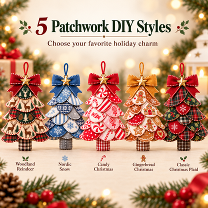 2027 Nestmiro® Patchwork Christmas Tree DIY Kit – 5 Festive Holiday Designs