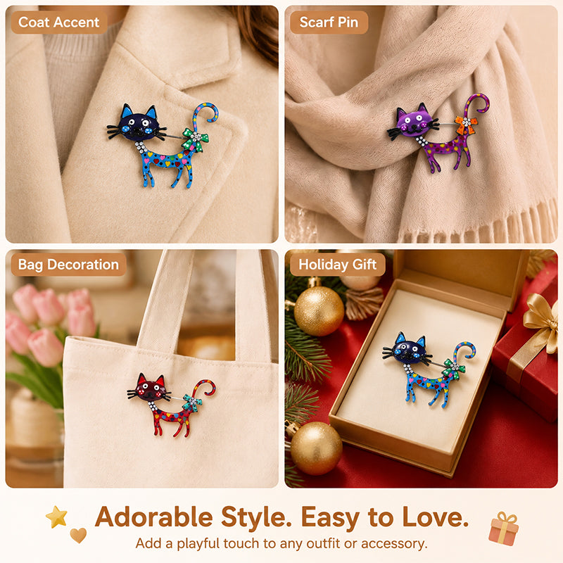 🐱 Cartoon Cat Brooch – A touch of whimsy for your outfits