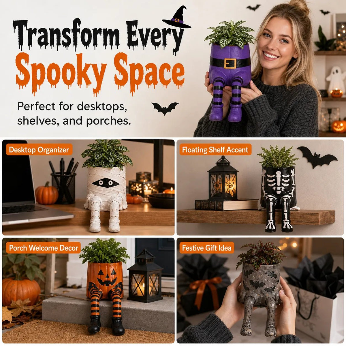 ⭐2026 USA Sale: Up to 50% OFF - 🎃 Halloween Hanging Leg Planter