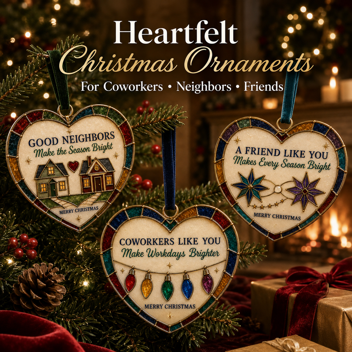 ✨Heartfelt 'Stained-Glass Style' Christmas Ornaments -❤️The Perfect Holiday Gift for Everyone You Love