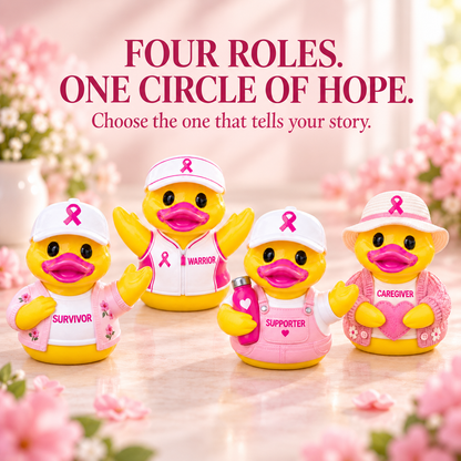 ❤️No One Fights Alone — 4-Piece Pink Ribbon Support Duck Collection