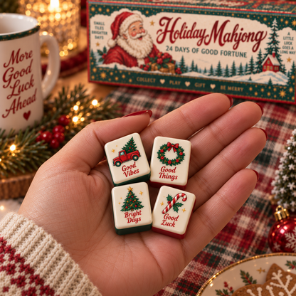 🔥😍Holiday Mahjong – 24 Days of Good Fortune Mini Tile Countdown