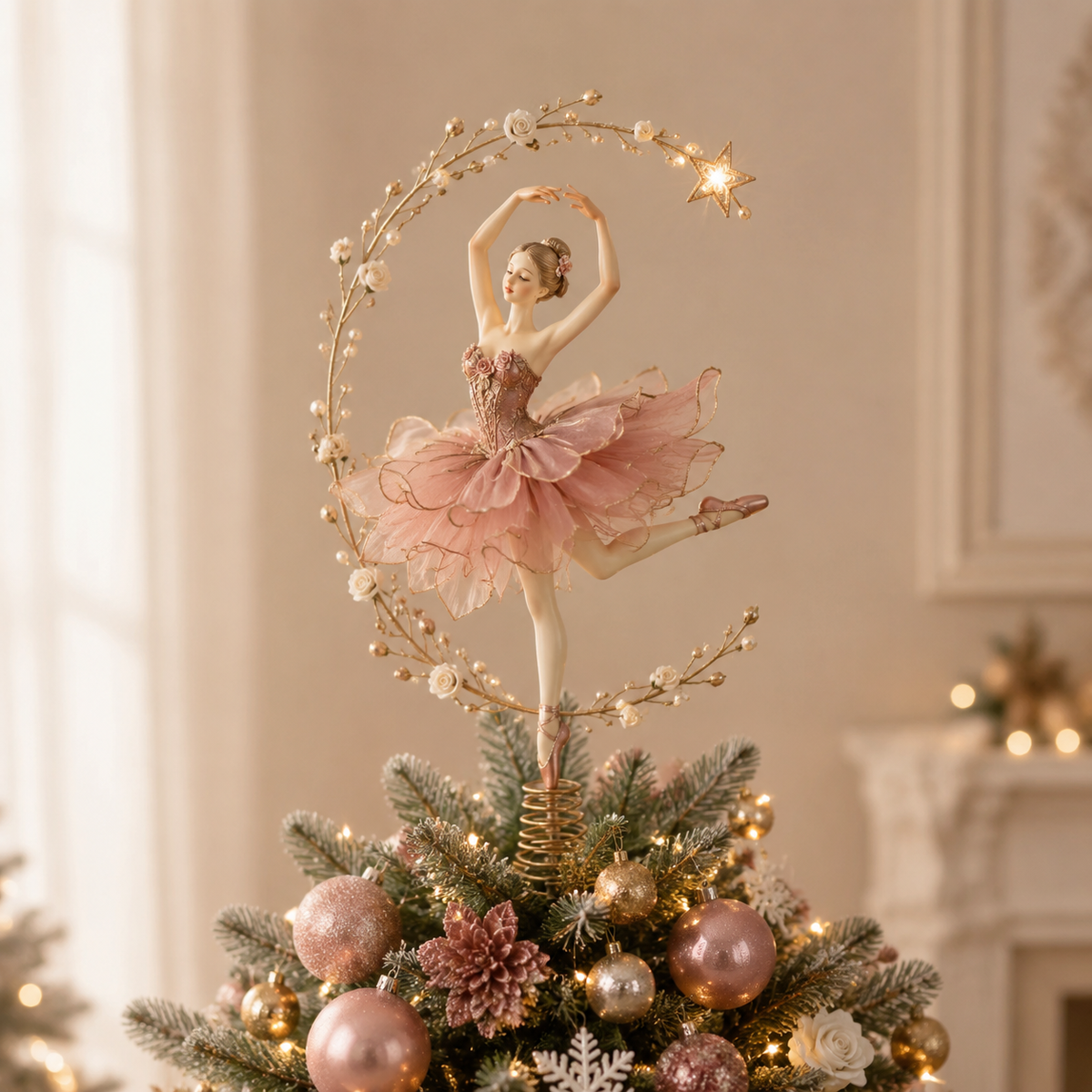 💃🌸Starlit Petal Dancer Christmas Tree Topper