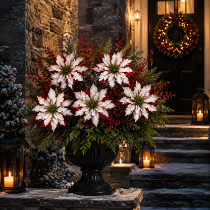 🌺Christmas Poinsettia Planter Inserts-☀️Won’t Fade In Sunlight💧Zero Watering Ever Needed🌸Looks Real Up Close