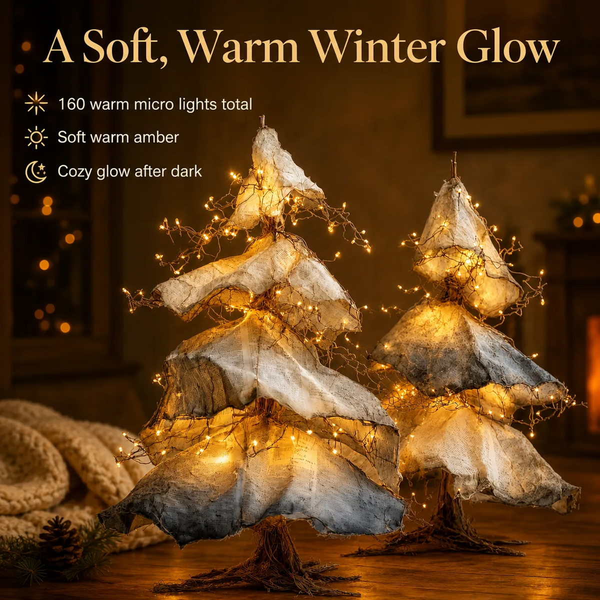 Windswept Winter Trees – Lighted Sculptural Tree Set